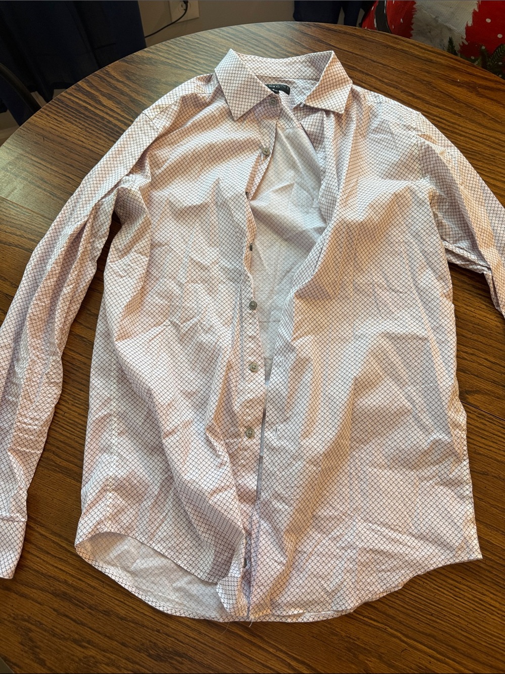 Alfani Light Pink and White Micro Diamond Print Dress Shirt